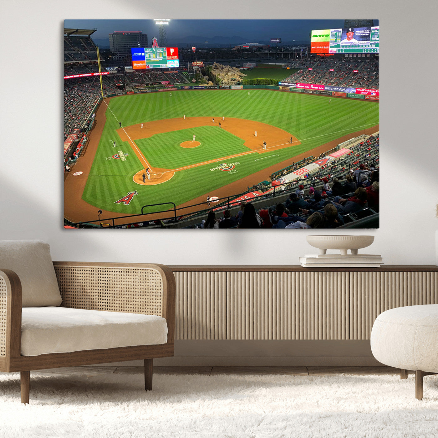 MGV-CV-36X24 - Angel Stadium Aerial View – Los Angeles Angels Baseball Canvas Print, Framed, Ready to Hang