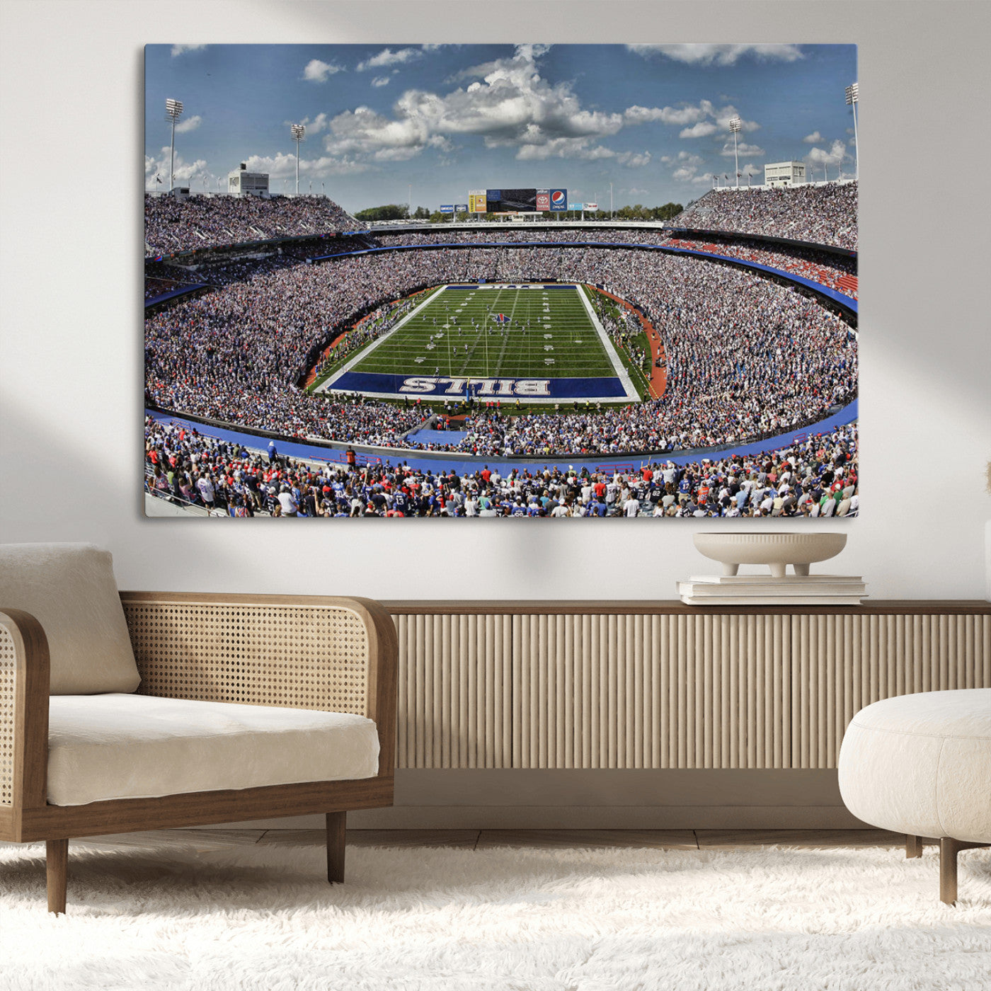 MGV-CV-36X24 - Buffalo Bills Highmark Stadium Wall Art Canvas Print - Bills Stadium Game Day Triple Canvas Wall Art - Buffalo Bills NFL Match