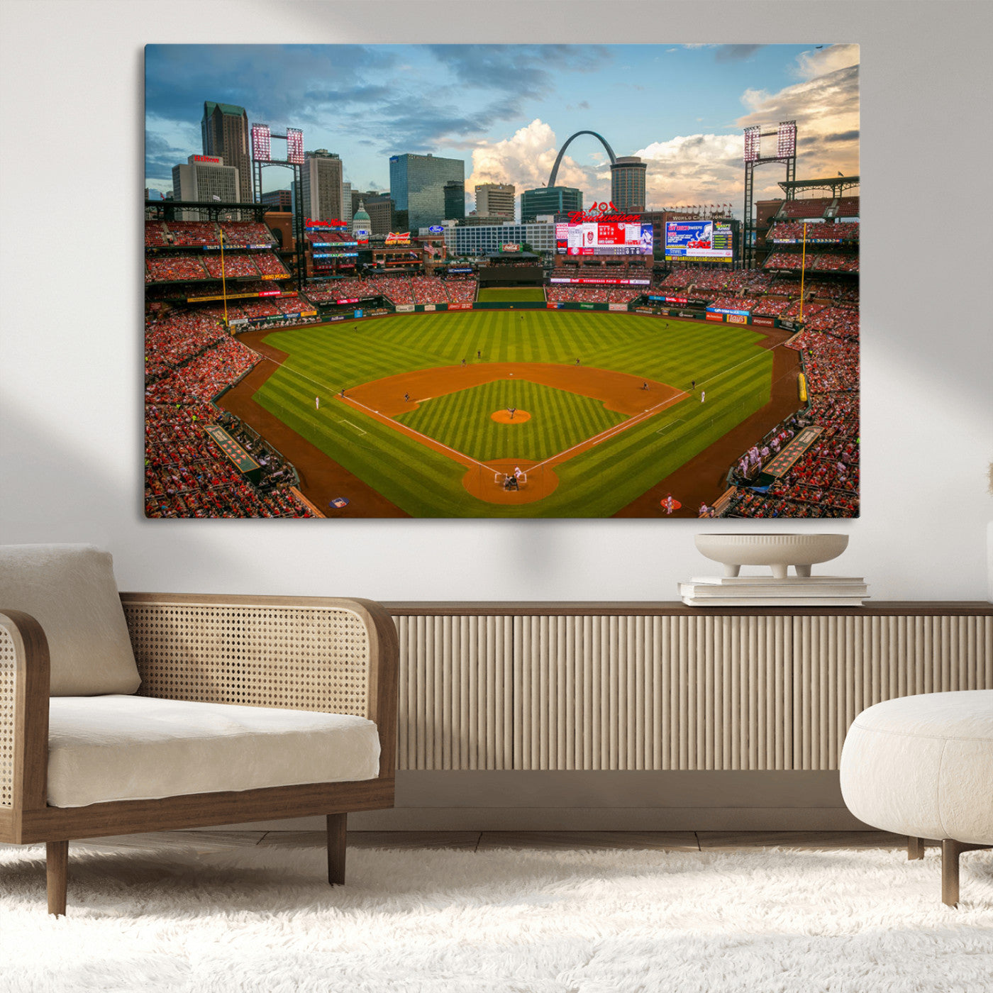 MGV-CV-36X24 - Busch Stadium Wall Art Print | St. Louis Cardinals Baseball Stadium Canvas Print | Framed Sports Decor for Living Room, Man Cave Decor