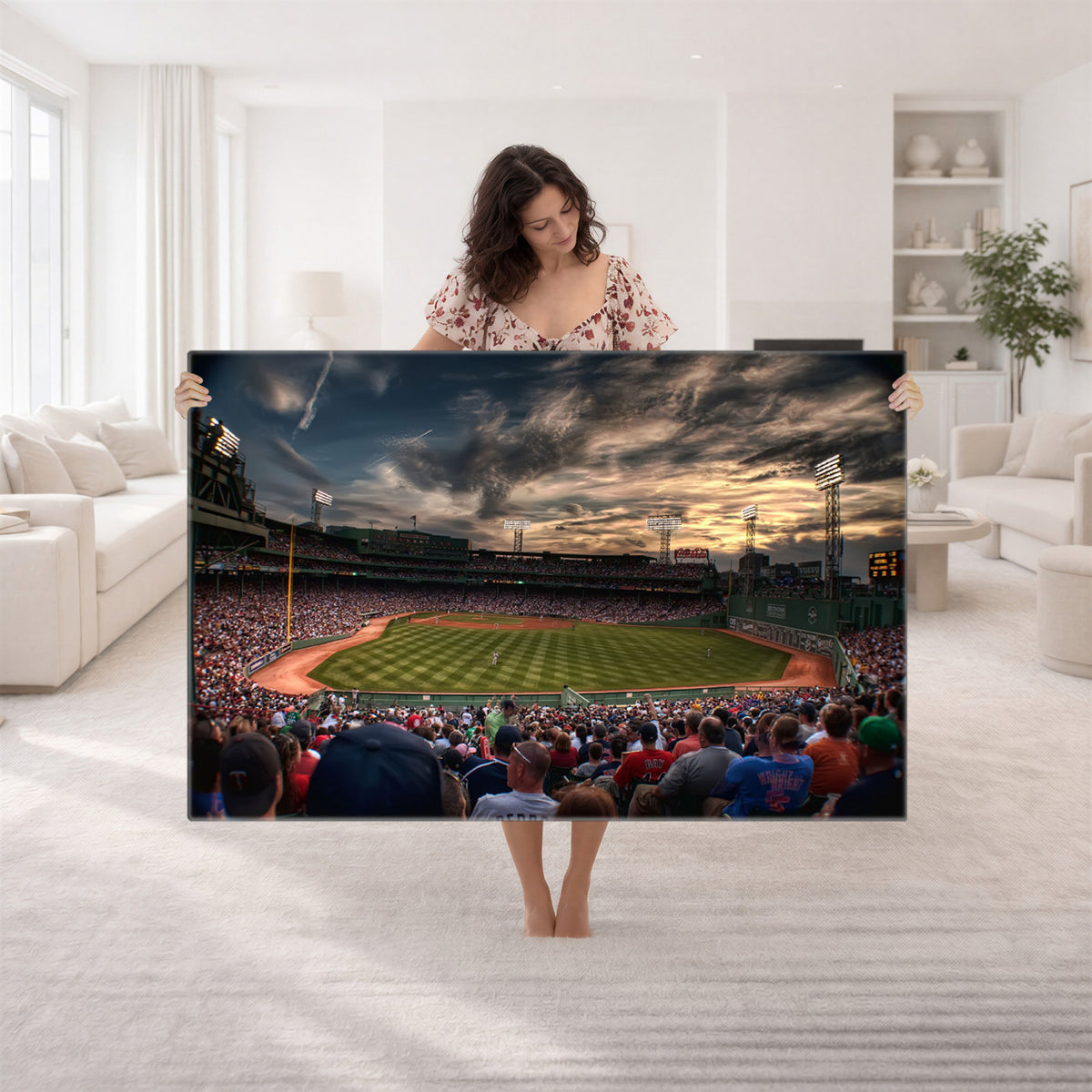 53432-MGV-CV-36X24 - Boston Red Sox Baseball Team Print, Massachusetts Fenway Park Stadium Wall Art Canvas Print