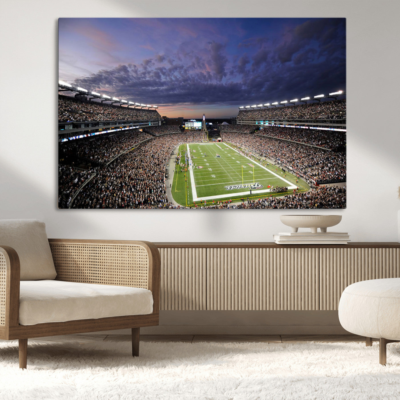 MGV-CV-36X24 - New England Patriots Football Team Print - Foxborough Gillette Stadium Wall Art Canvas Print