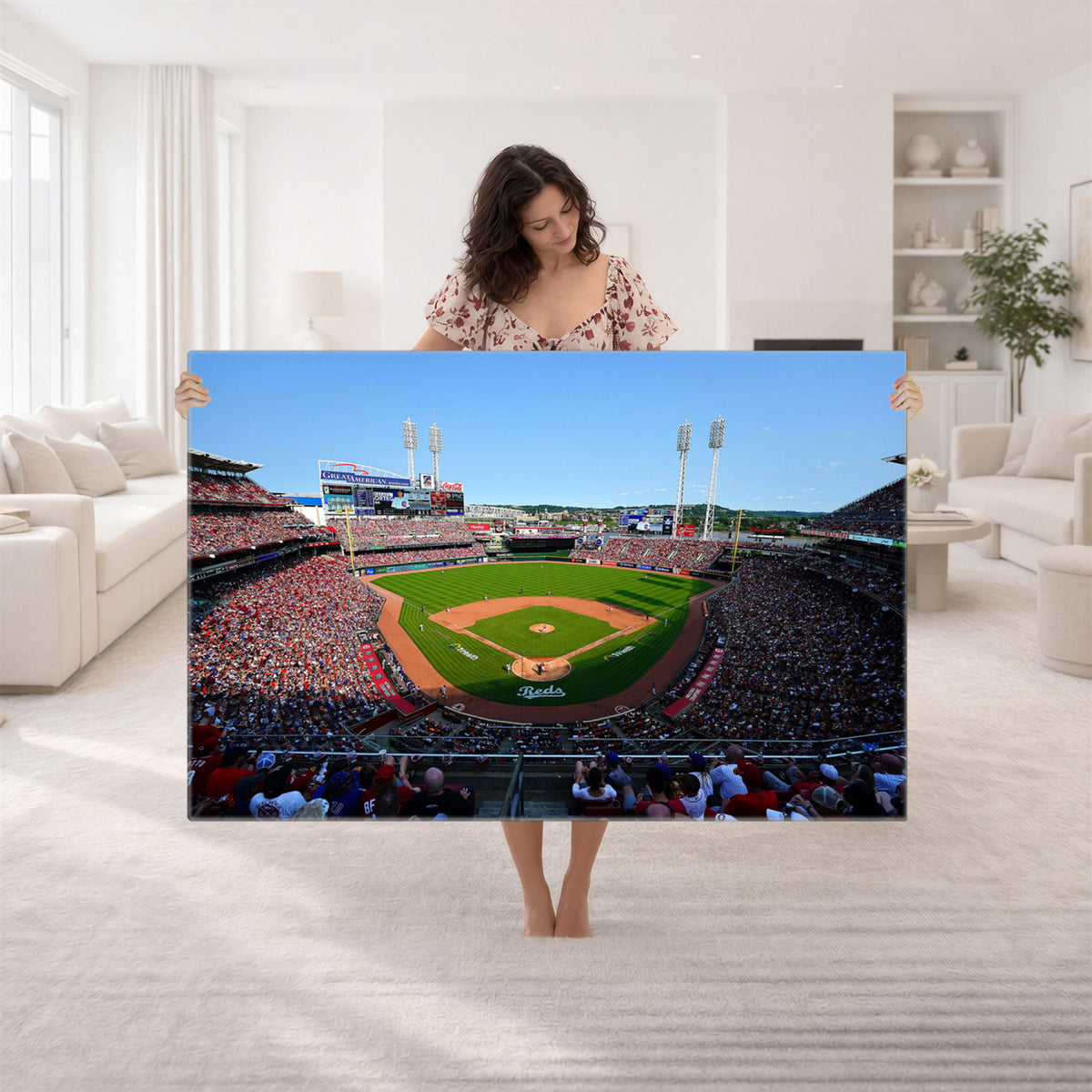 90998-MGV-CV-36X24 - Cincinnati Reds Baseball Canvas Print | Great American Ball Park Stadium Wall Art