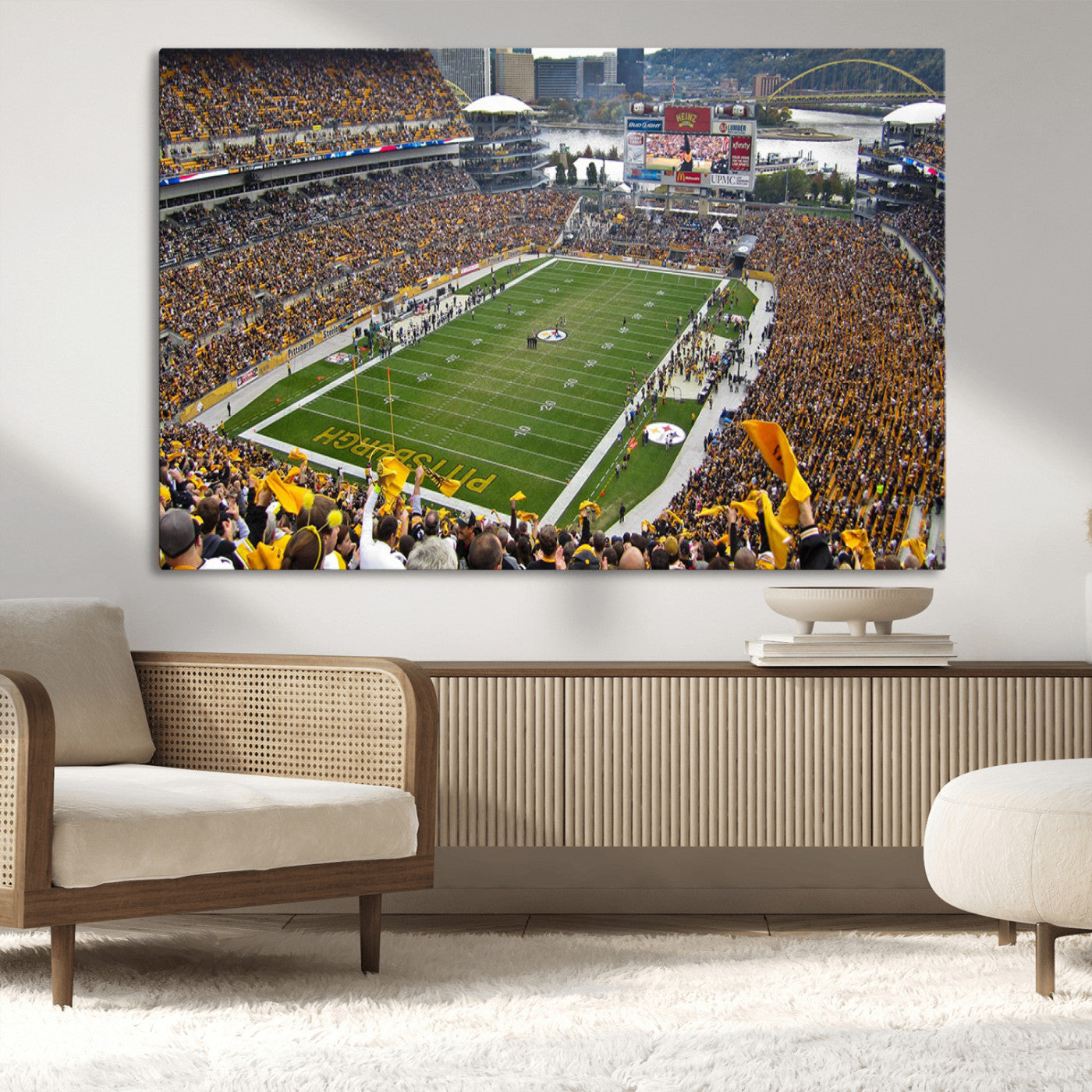 MGV-CV-36X24 - Pittsburgh Steelers Football Team Print - Pittsburgh Heinz Field Stadium Wall Art Canvas Print