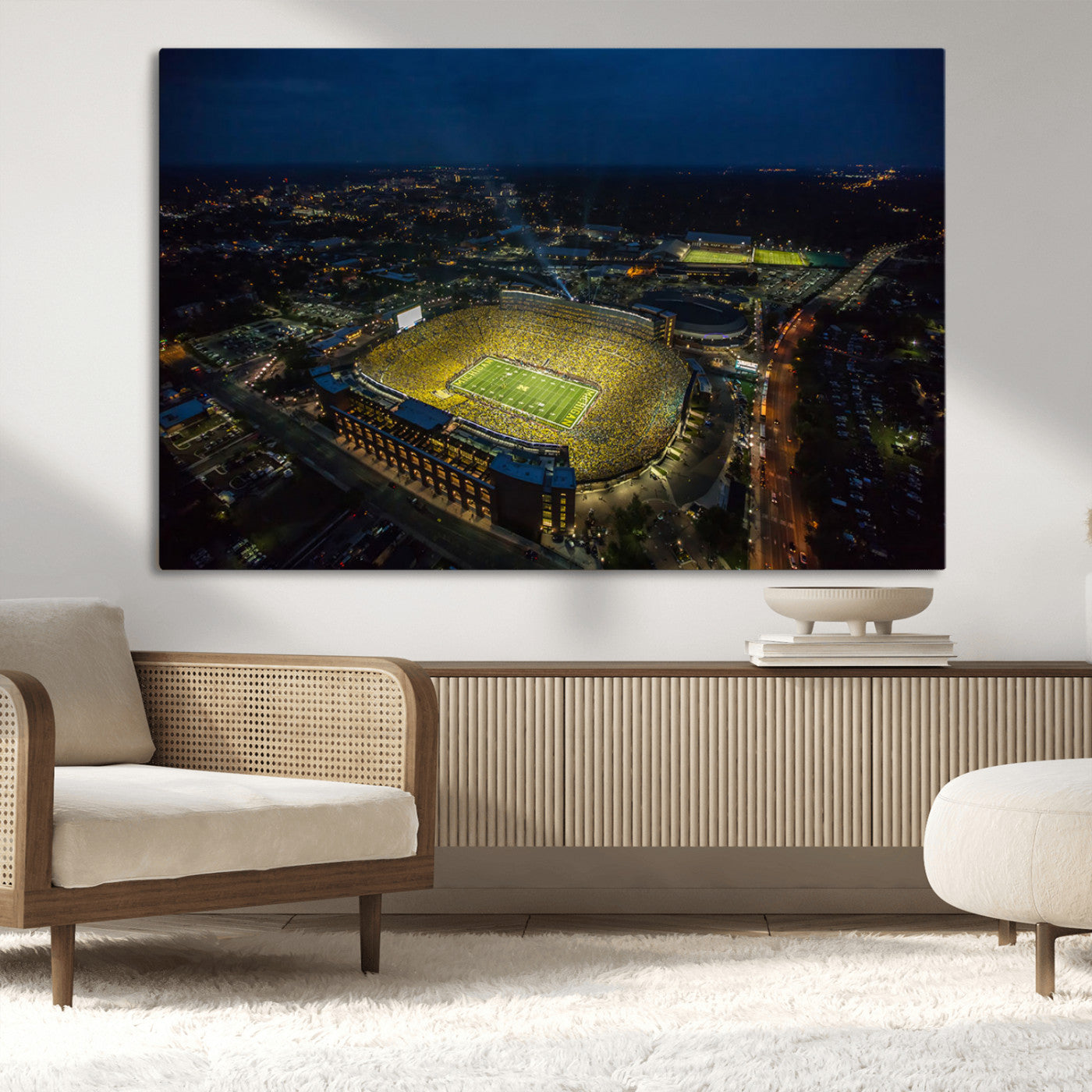 MGV-CV-36X24 - Michigan Wolverines Football Team Print - Michigan Stadium Wall Art Canvas Print
