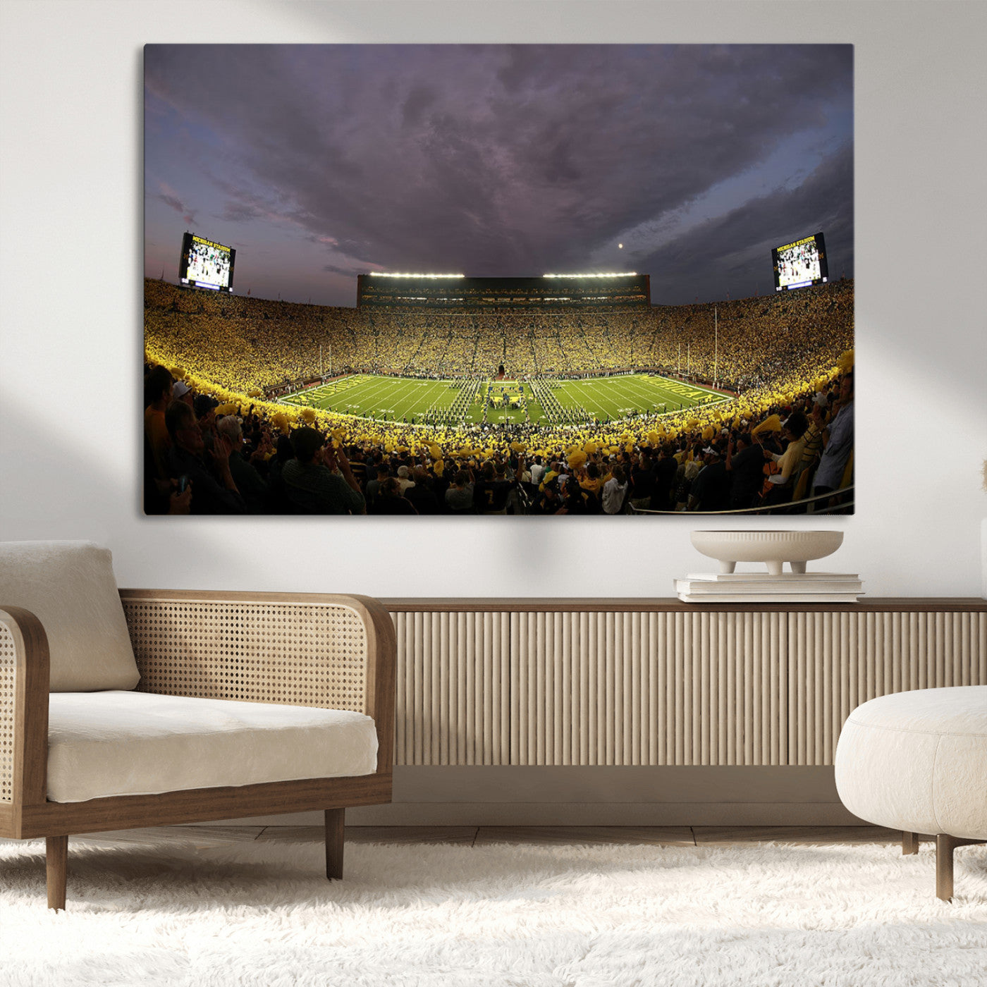 MGV-CV-36X24 - Michigan Wolverines Football Team Print - Michigan Stadium Wall Art Canvas Print