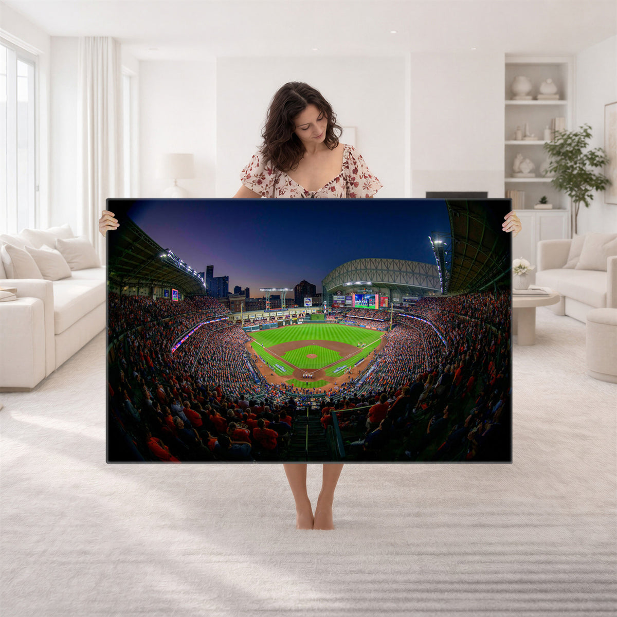 44322-MGV-CV-36X24 - Houston Astros Baseball Print Canvas, Houston Minute Maid Park Stadium Wall Art