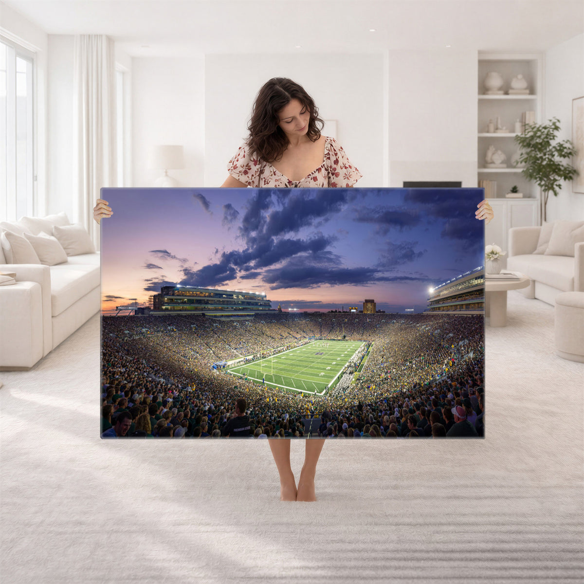 50825-MGV-CV-36X24 - Notre Dame Fighting Irish Football Team Print, Notre Dame Stadium Wall Art Canvas Print