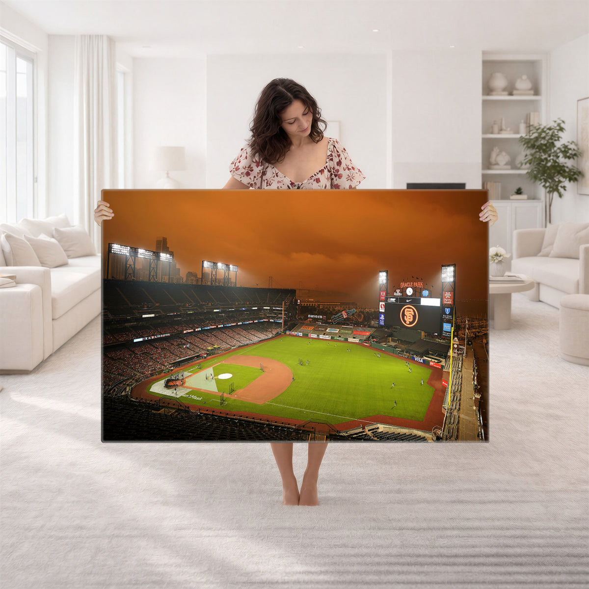 31315-MGV-CV-36X24 - San Francisco Giants Baseball Team Print, Oracle Park Stadium Wall Art Canvas Print