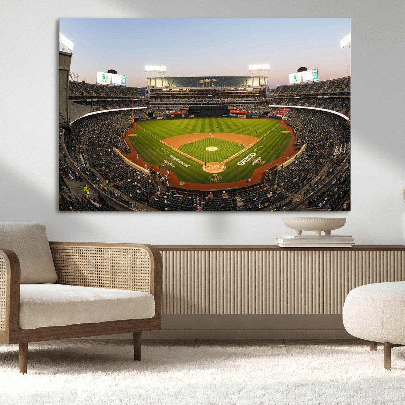 MGV-CV-36X24 - Oakland Athletics Baseball Team Print - RingCentral Coliseum Stadium Wall Art Canvas Print
