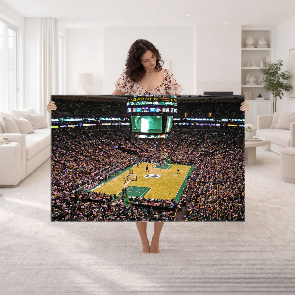 21705-MGV-CV-36X24 - TD Garden Basketball Canvas Wall Art | Boston Celtics Live Action
