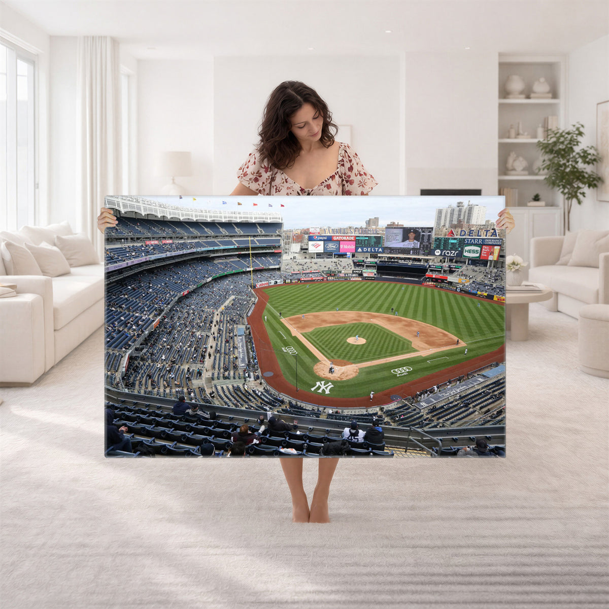 45784-MGV-CV-36X24 - New York Yankees Baseball Team Print, Yankee Stadium Wall Art Canvas Print