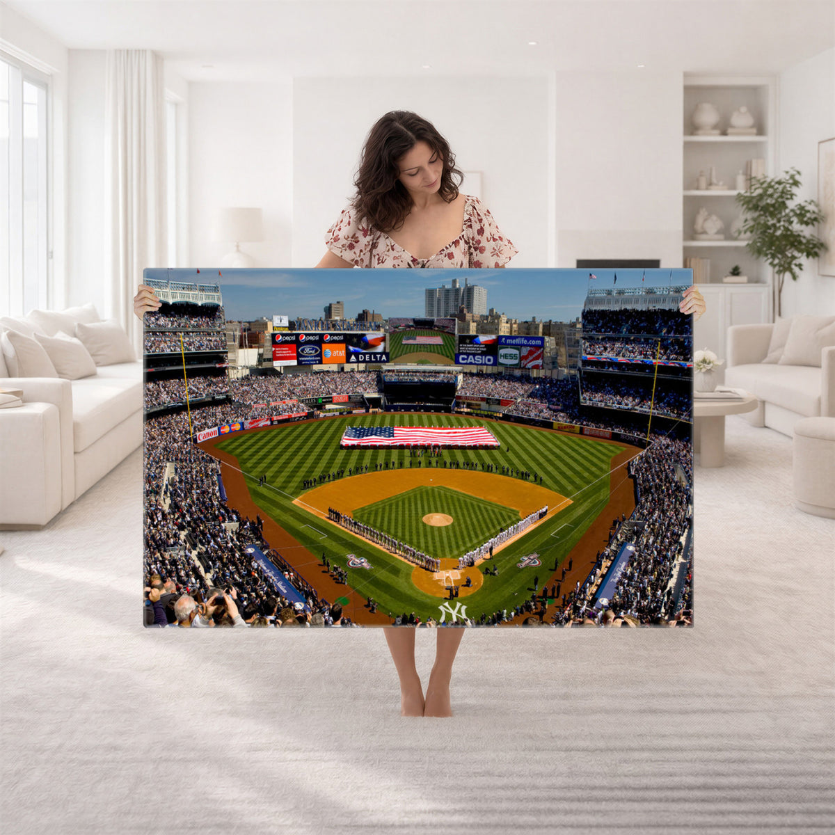 20879-MGV-CV-36X24 - Yankee Stadium New York Wall Art Print | 3-Panel Canvas Print of Yankees Baseball Stadium