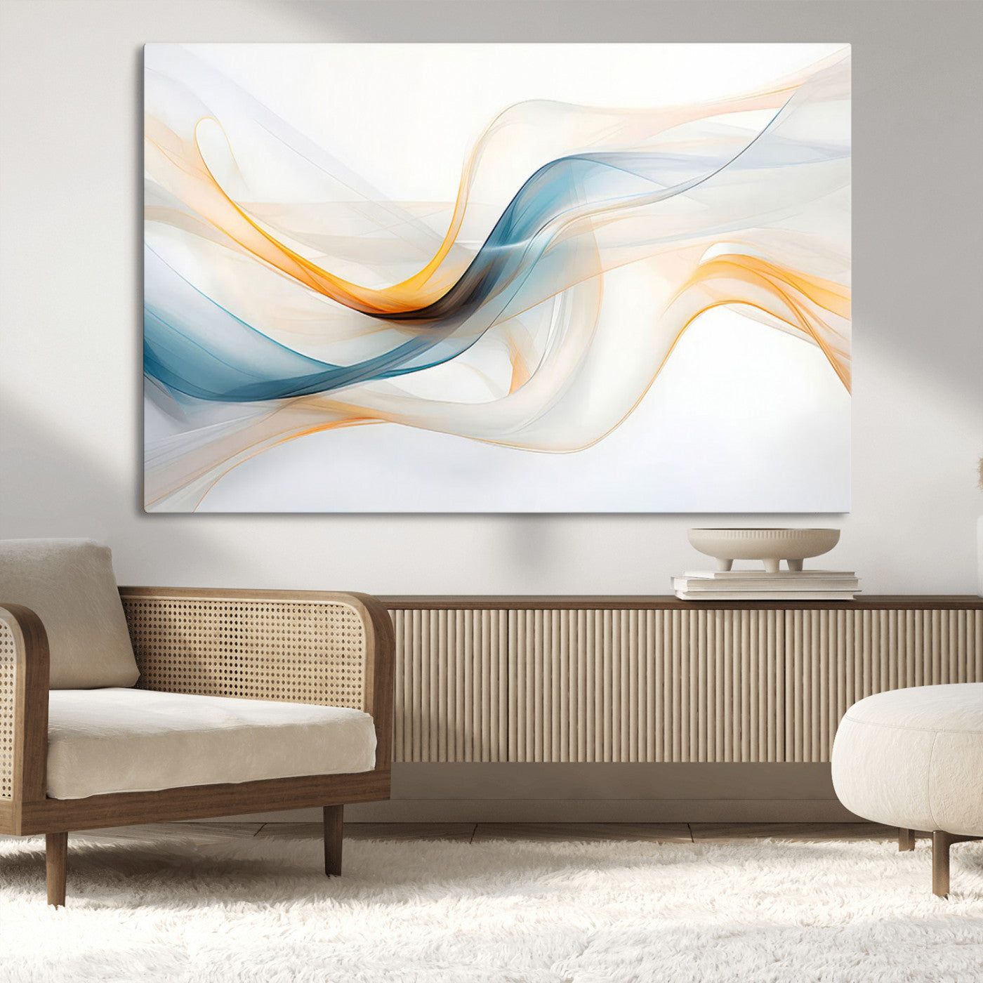 MGV-CV-36X24 - Decorative Turquoise Abstract Wave Wall Art Canvas Print