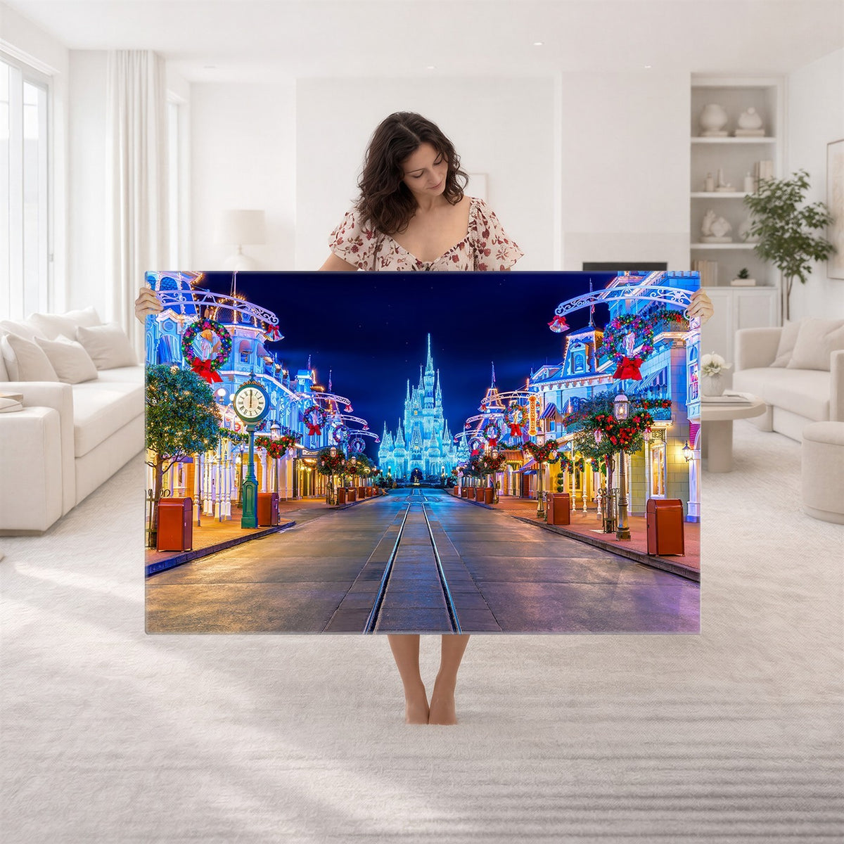 12470-MGV-CV-24X16 - Disney Wall Art | Castle Large Wall Art, Disney Magic Kingdom Print for Kids Room Decor