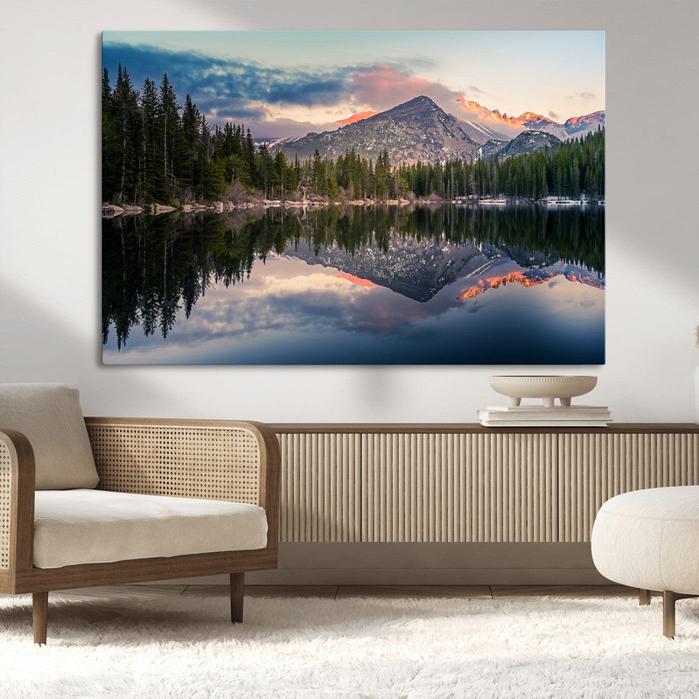 MGV-CV-36X24 - Bear Lake Reflection at Rocky Mountain National Park Wall Art Canvas Print, Scenic Mountain Landscape Canvas Print Set | Mountain Lake Wall Art Print