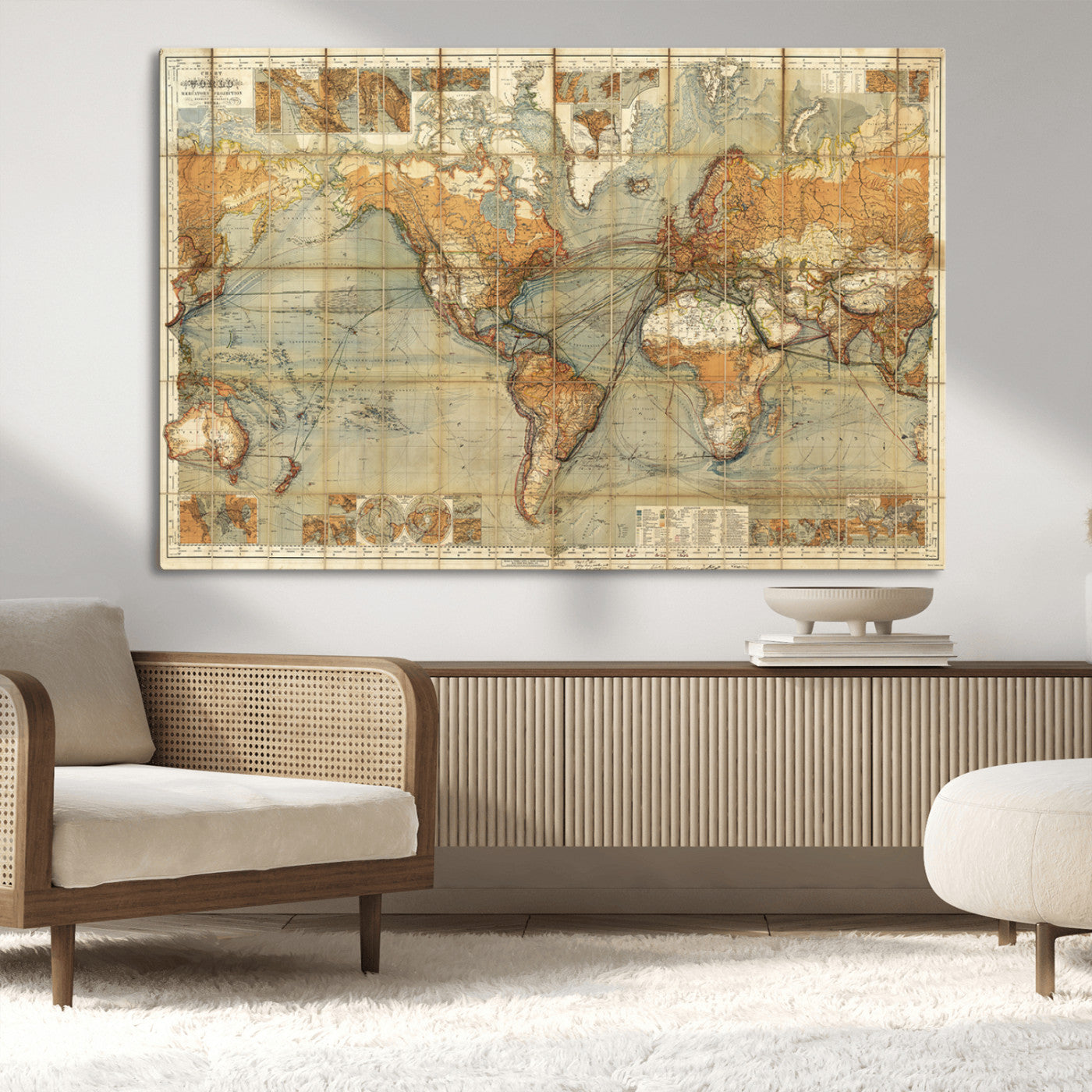 MGV-CV-36X24 - Push Pin World Map Canvas Print – Framed Wall Art for Couples to Track Their Travels – Anniversary