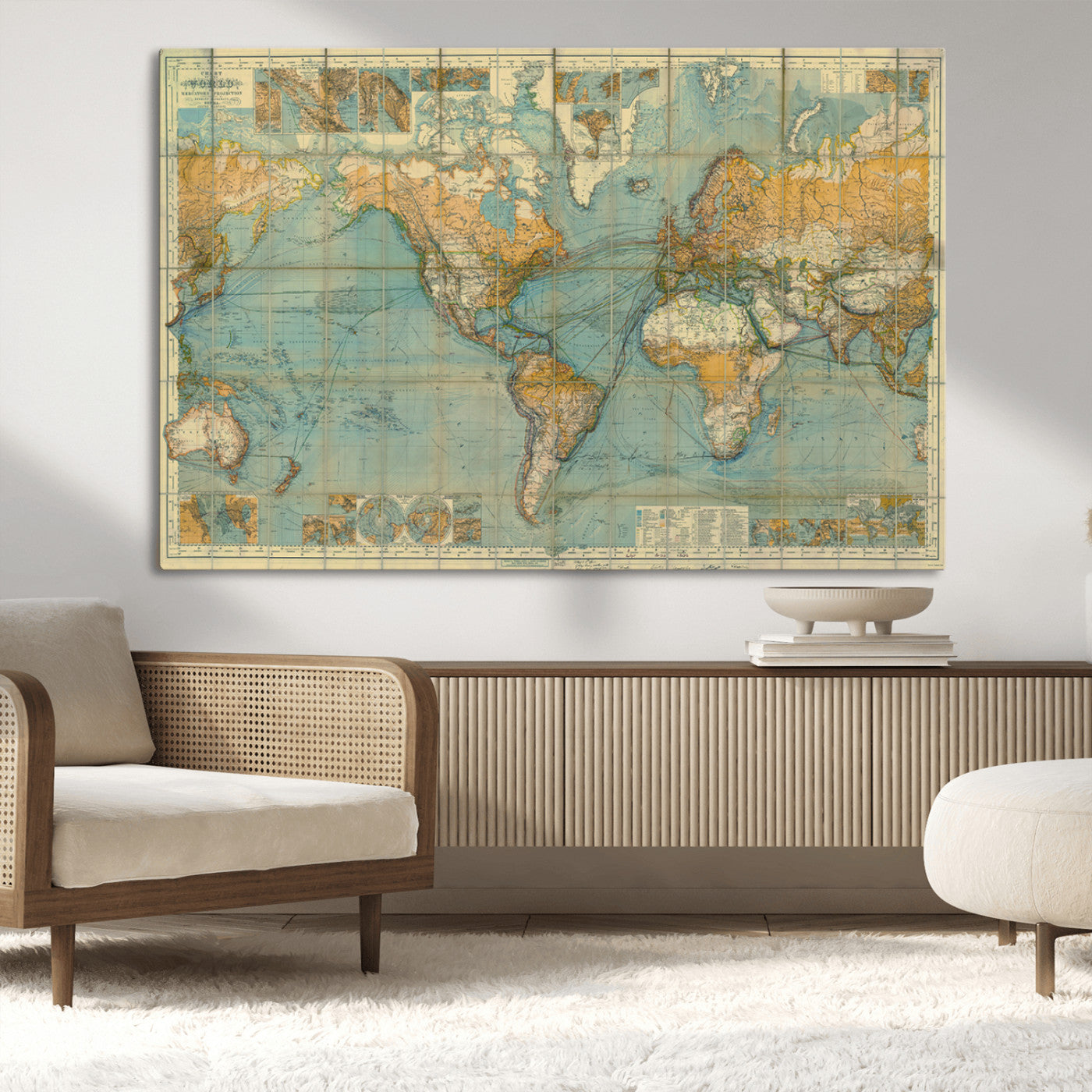 MGV-CV-36X24 - Push Pin World Map Canvas Print – Framed Wall Art for Couples to Track Their Travels – Anniversary