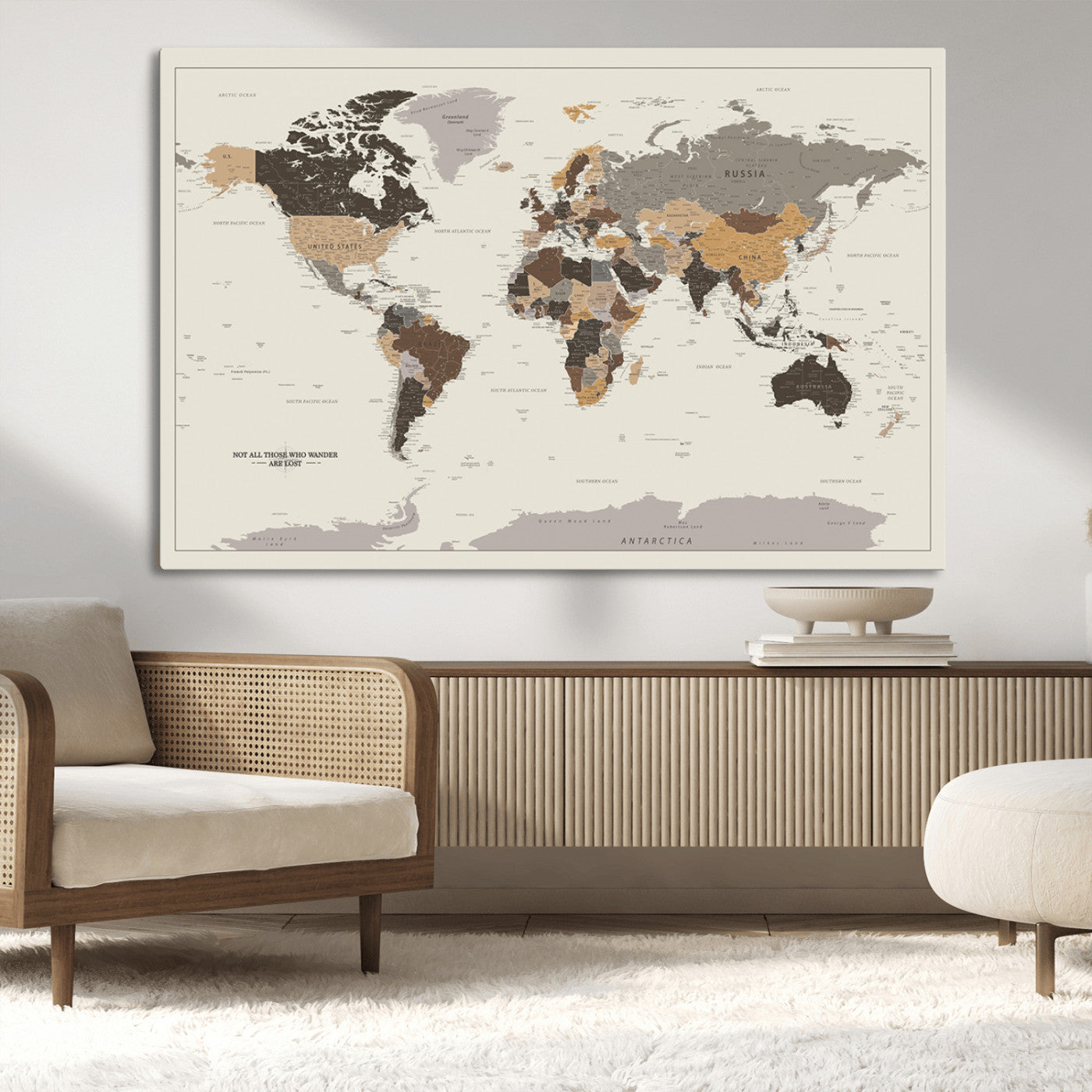 MGV-CV-36X24 - Push Pin World Map Canvas Print – Framed Wall Art for Couples to Track Their Travels – Anniversary
