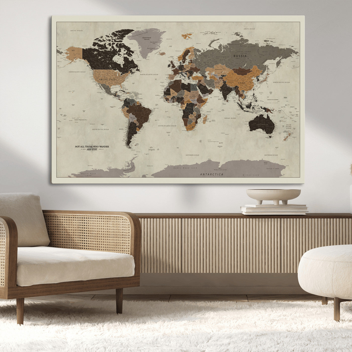 MGV-CV-36X24 - Push Pin World Map Canvas Print – Framed Wall Art for Couples to Track Their Travels – Anniversary