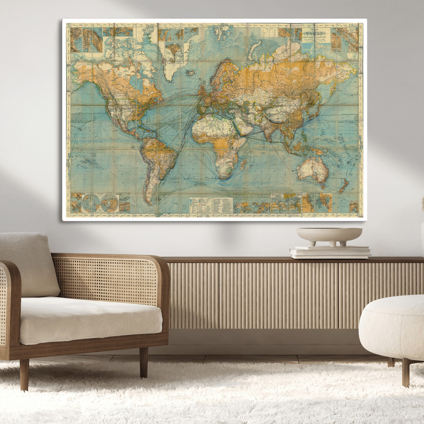 MGV-CV-36X24 - Push Pin World Map Canvas Print – Framed Wall Art for Couples to Track Their Travels – Anniversary