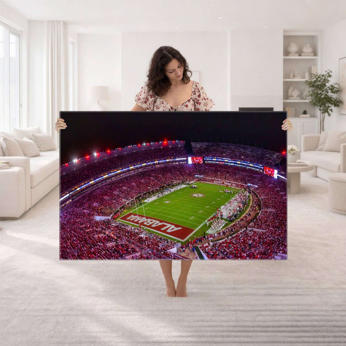 11343-MGV-CV-36X24 - Bryant-Denny Stadium Night Game Triple Canvas Wall Art | Alabama Crimson Tide Football