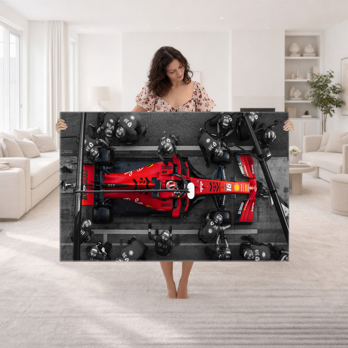 99356-MGV-CV-36X24 - Ferrari Pit Stop Canvas Wall Art | Precision and Speed
