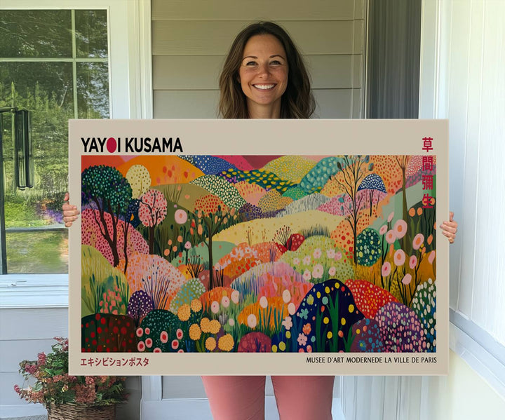 Framed Yayoi Kusama 1986 wall art print.