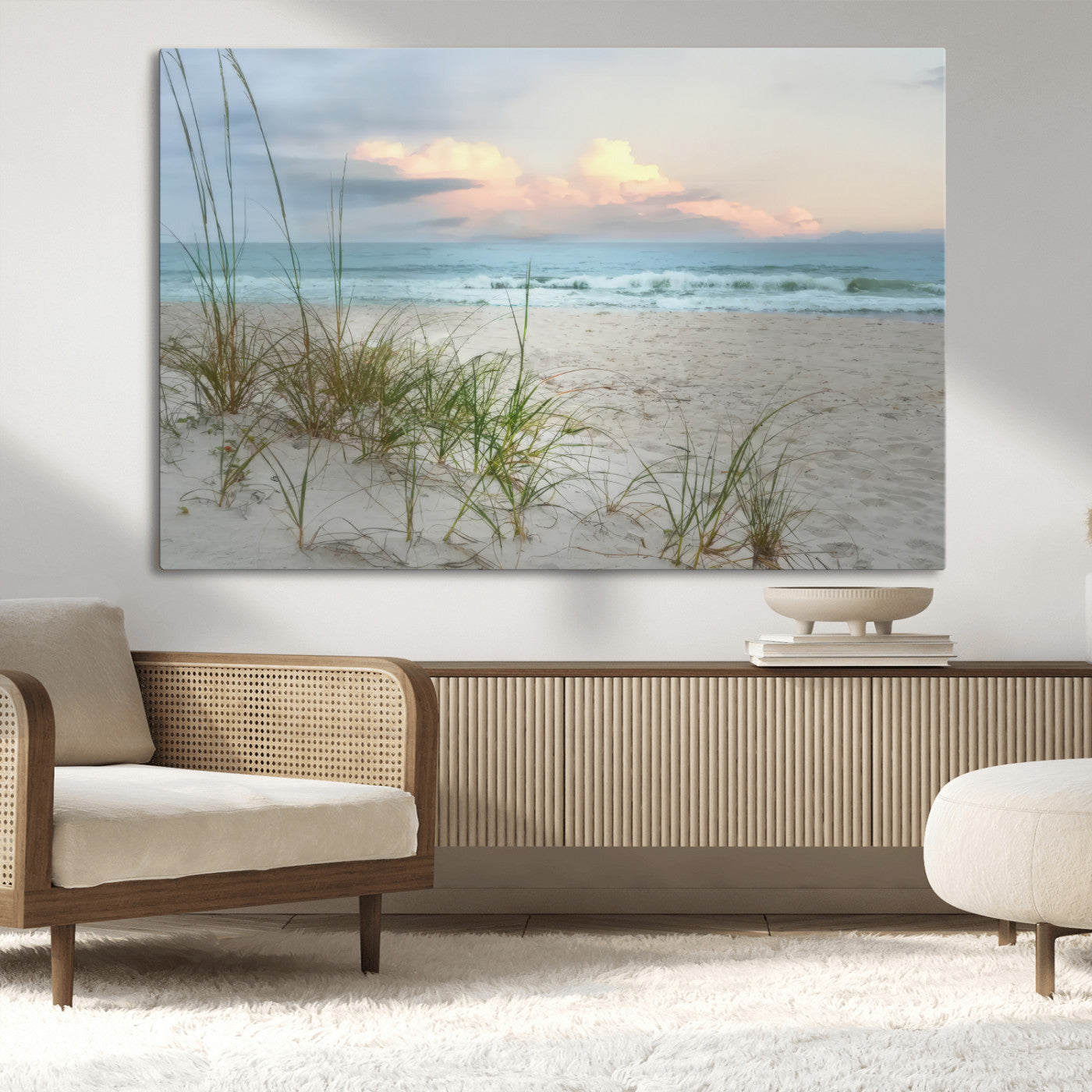 MGV-CV-36X24 - Flight Over Coastal Beach Landscape, Flight Over Coastal Beach Print Canvas Wall Art