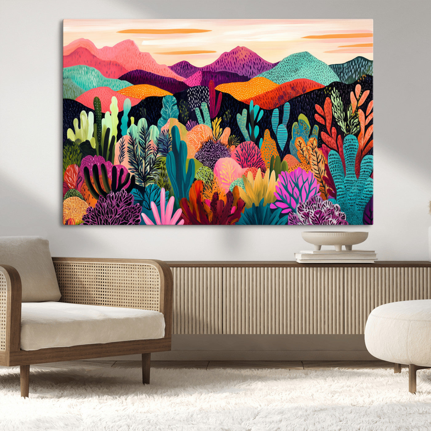MGV-CV-36X24 - Abstract Kusama Print - Landscape Canvas Wall Art Print - Vibrant Modern Decor for Living Room,