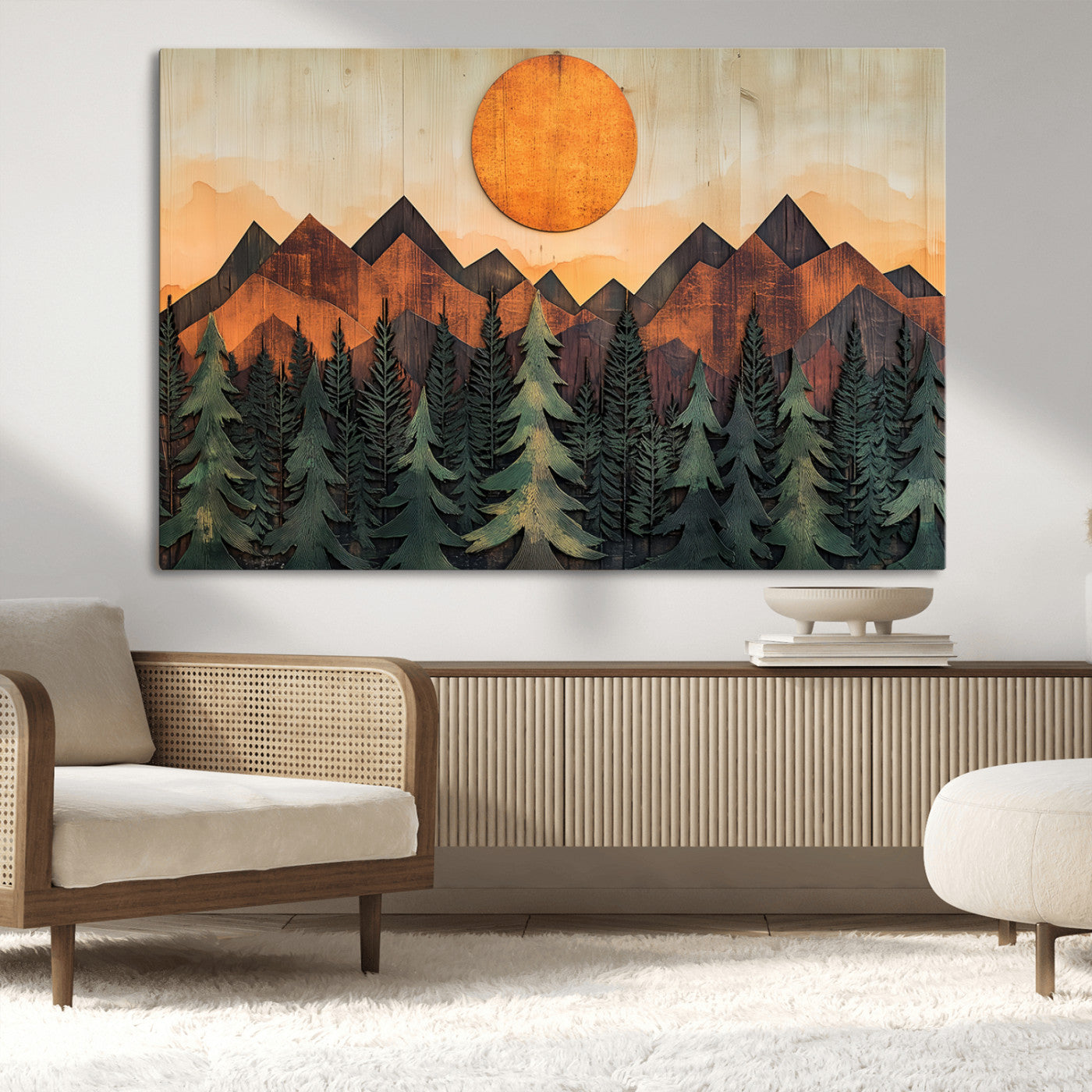 MGV-CV-36X24 - Sunset Mountain Landscape Canvas Wall Art Print - Nature Decor for Living Room, Office