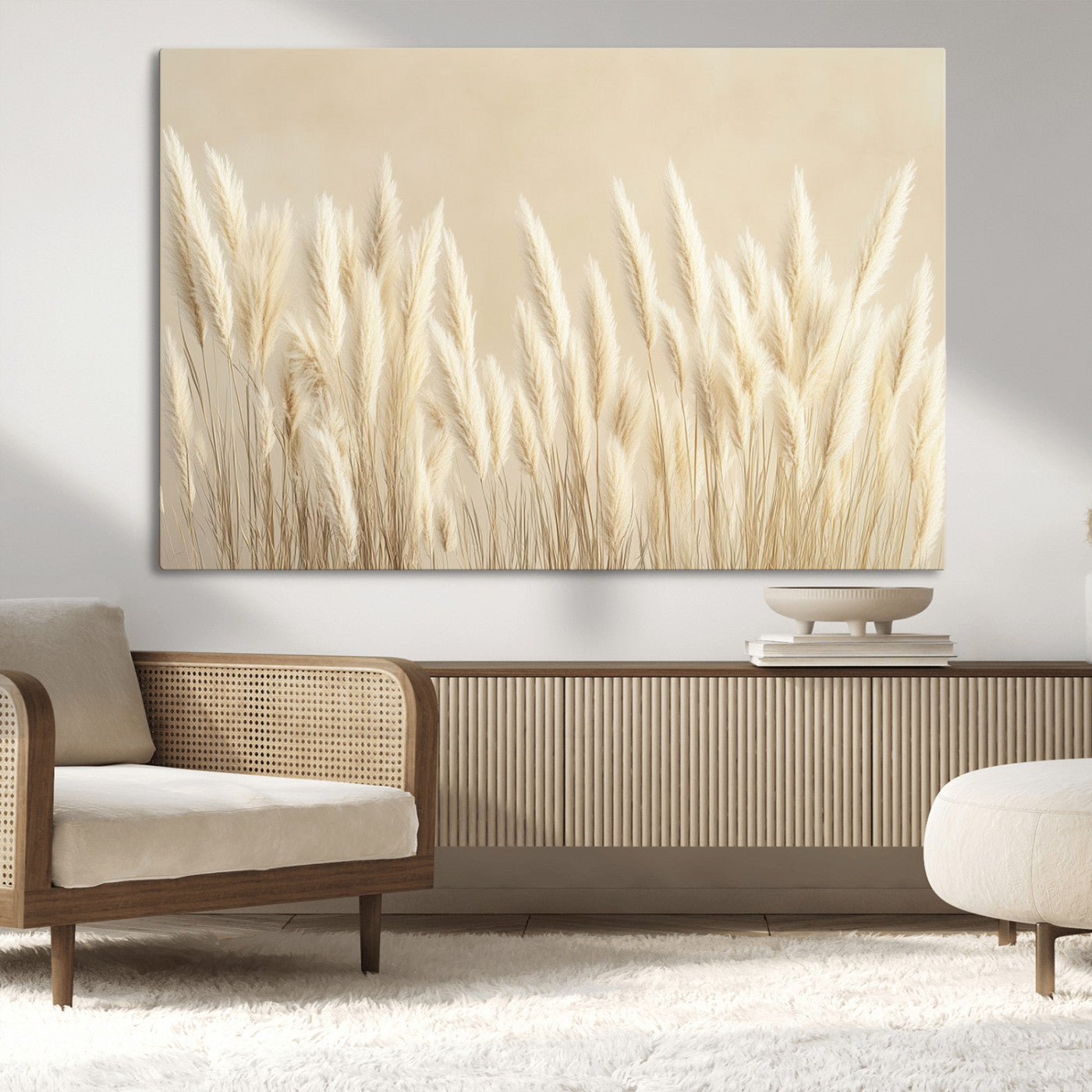 MGV-CV-36X24 - Grass Wall Art Print - Elegant Neutral Decor for Living Room, Boho Minimalist Artwork, Ready to Hang