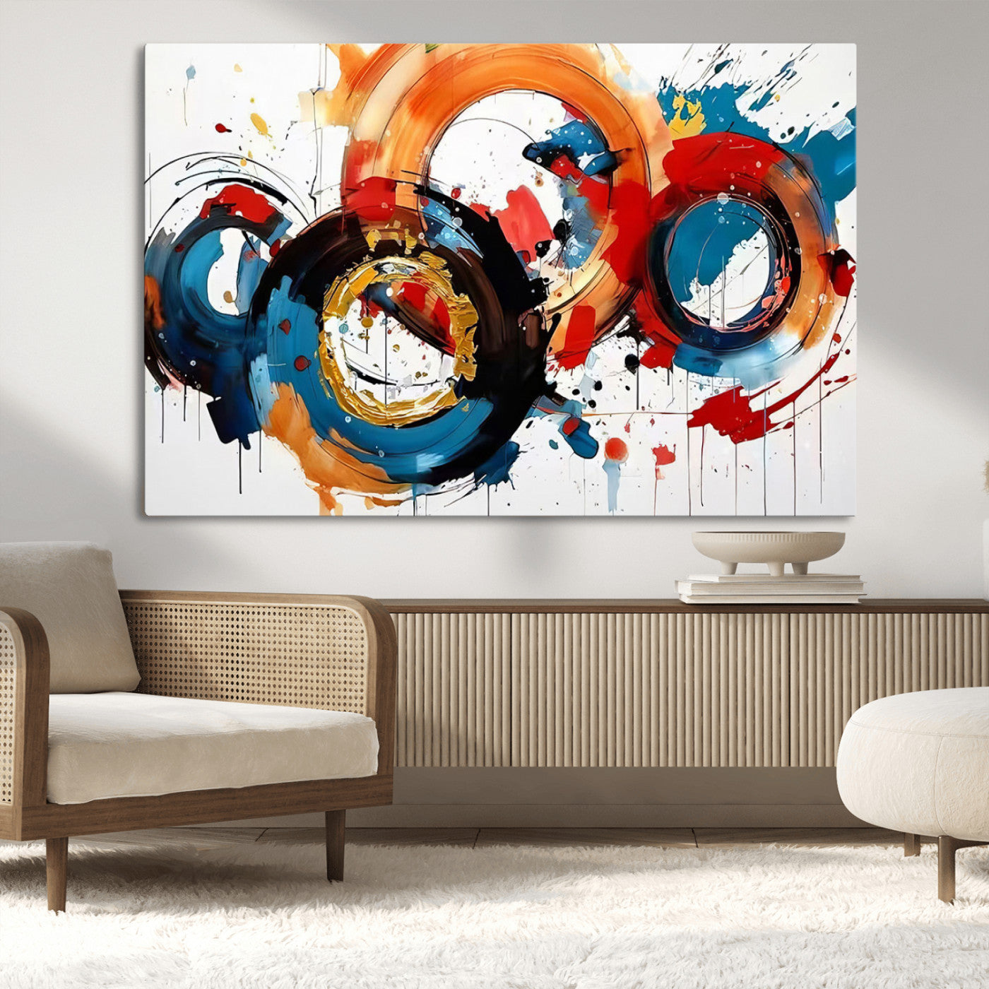 MGV-CV-36X24 - Abstract Wall Art, Rings Wall Art Canvas Print