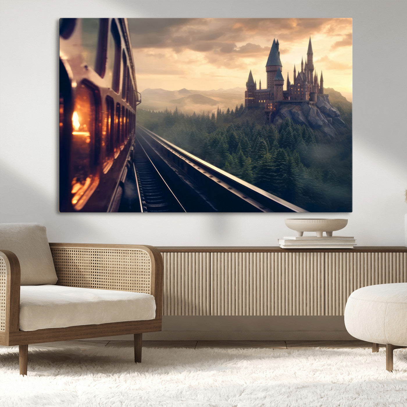 MGV-CV-36X24 - Harry Castle Wall Art Canvas Print, Wizard School Wall Art Print, Movie Wall Art Print