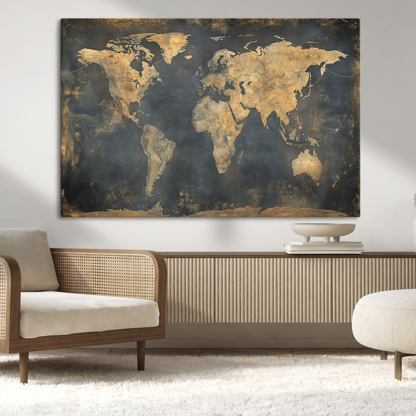 MGV-CV-36X24 - Push Pin World Map Canvas Print – Framed Wall Art for Couples to Track Their Travels – Anniversary