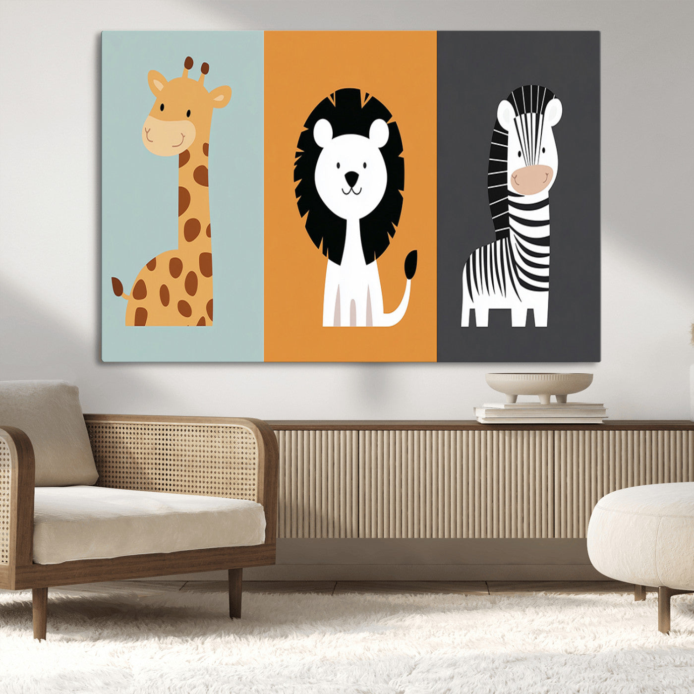 MGV-CV-36X24 - Boho Jungle Animal Nursery Wall Art Prints - Safari Decor in Earth Tones for Modern and Stylish