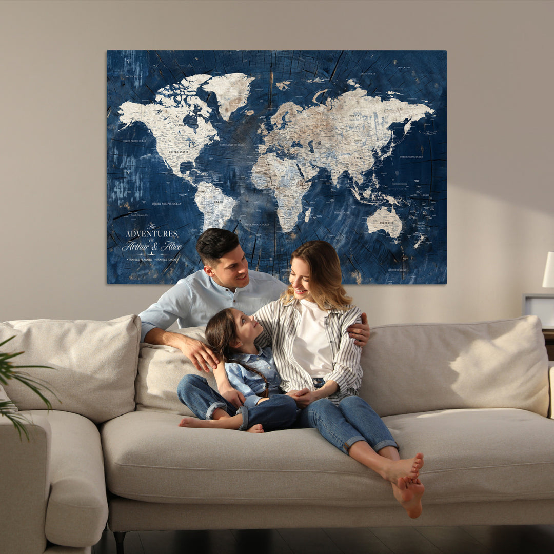 Personalized World Map Wall Art Print - Framed Custom World Map Canvas Print - Personalized World Map Wall Art, Customize Wall Art Map Print