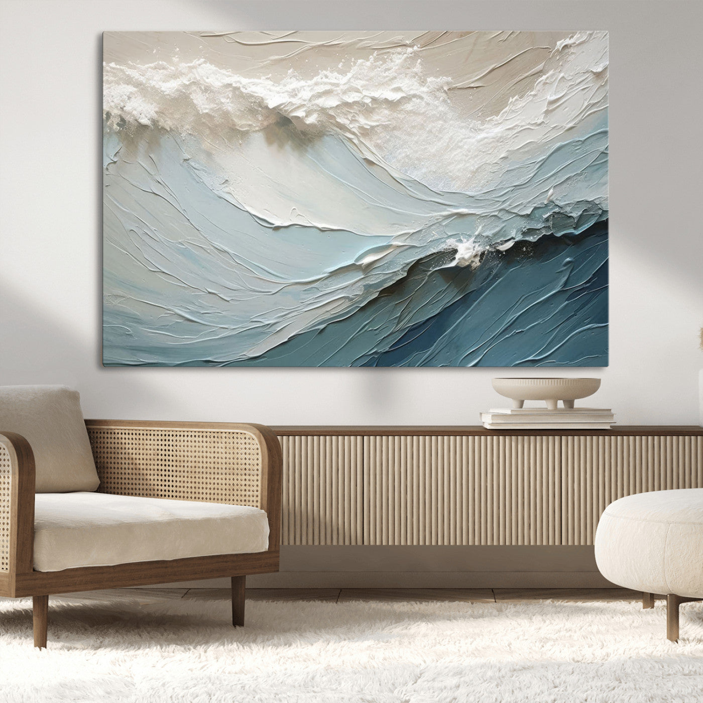 MGV-CV-36X24 - Waves Abstract Wall Art Print, Modern Framed Abstract Canvas Print, Abstract Painting for Living