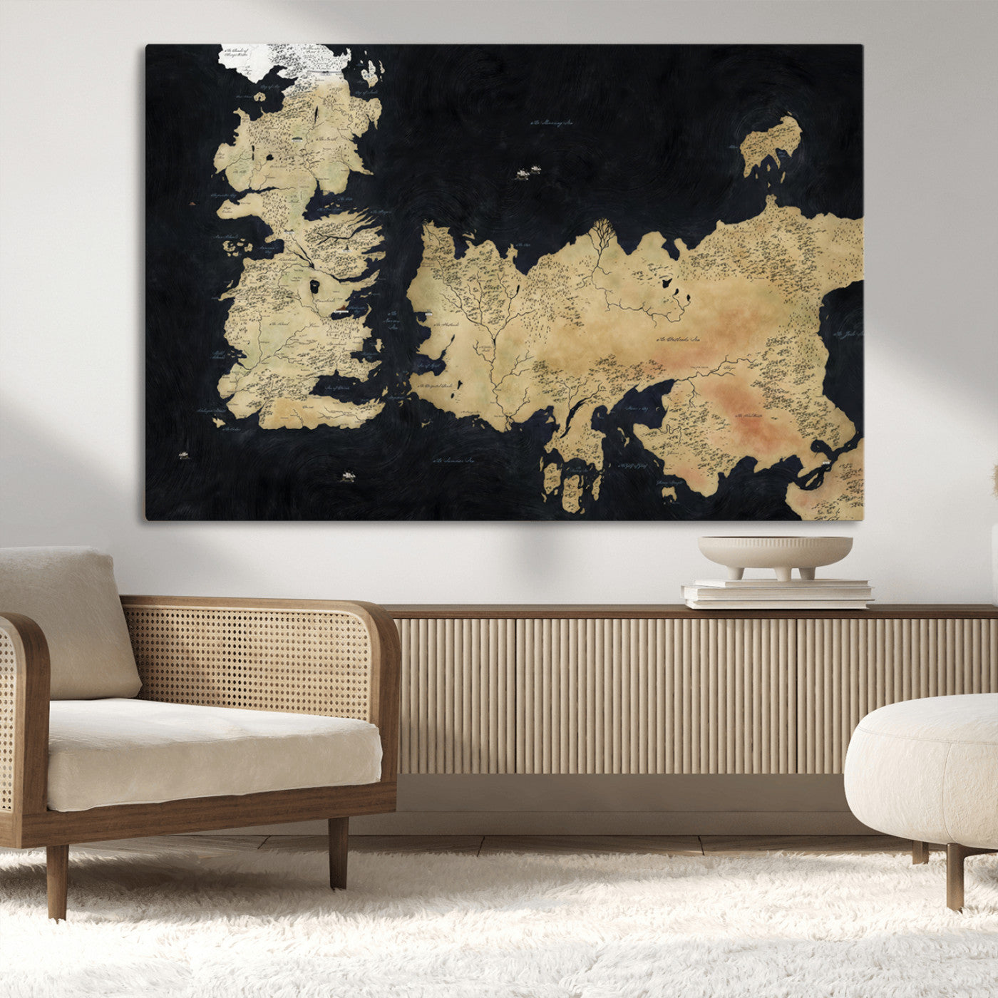 MGV-CV-36X24 - Push Pin World Map Canvas Print – Framed Wall Art for Couples to Track Their Travels – Anniversary
