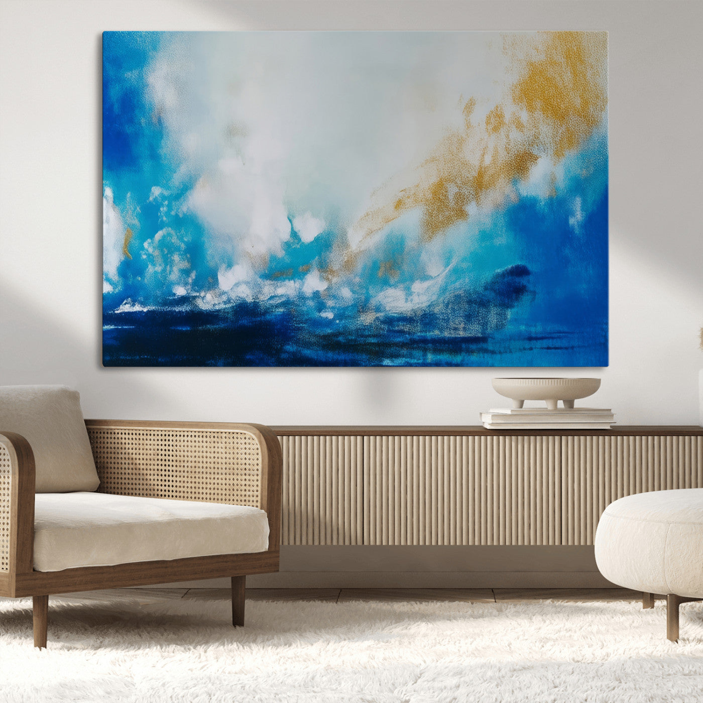 MGV-CV-36X24 - Blue Abstract Print - Dynamic Ocean-Inspired Canvas Wall Art