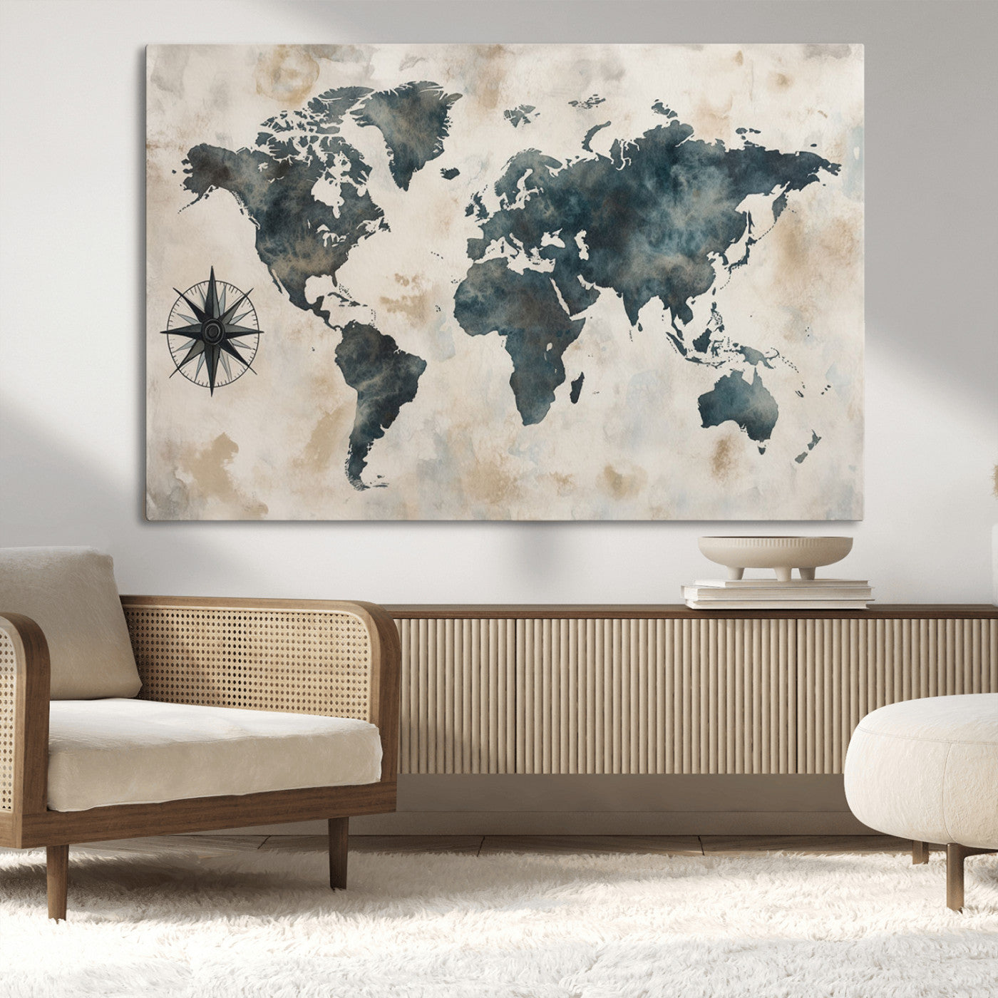 MGV-CV-36X24 - Push Pin World Map Canvas Print – Framed Wall Art for Couples to Track Their Travels – Anniversary