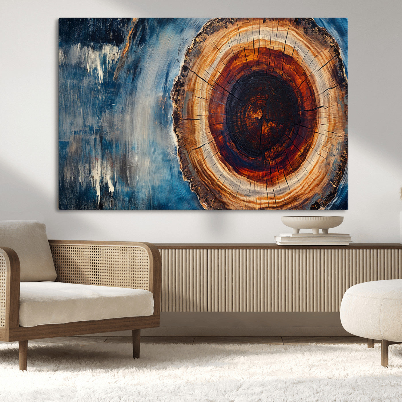 MGV-CV-36X24 - Abstract Tree Rings Wall Art Canvas Print - Wood Grain Rings Canvas Print - Nature Woodland Wall