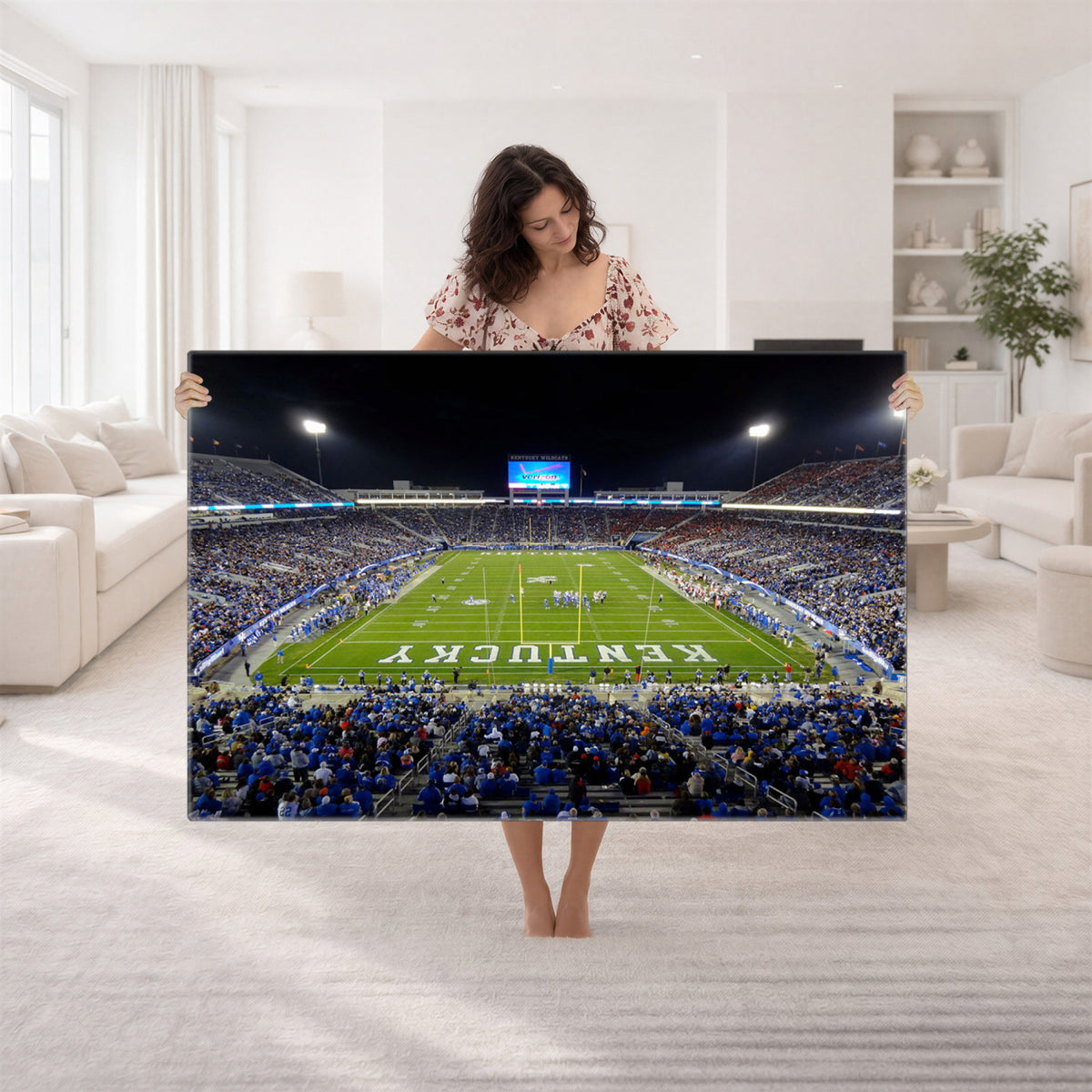 14304-MGV-CV-36X24 - Kroger Field Canvas Wall Art, Kentucky Stadium Wall Art, Framed and Ready to Hang