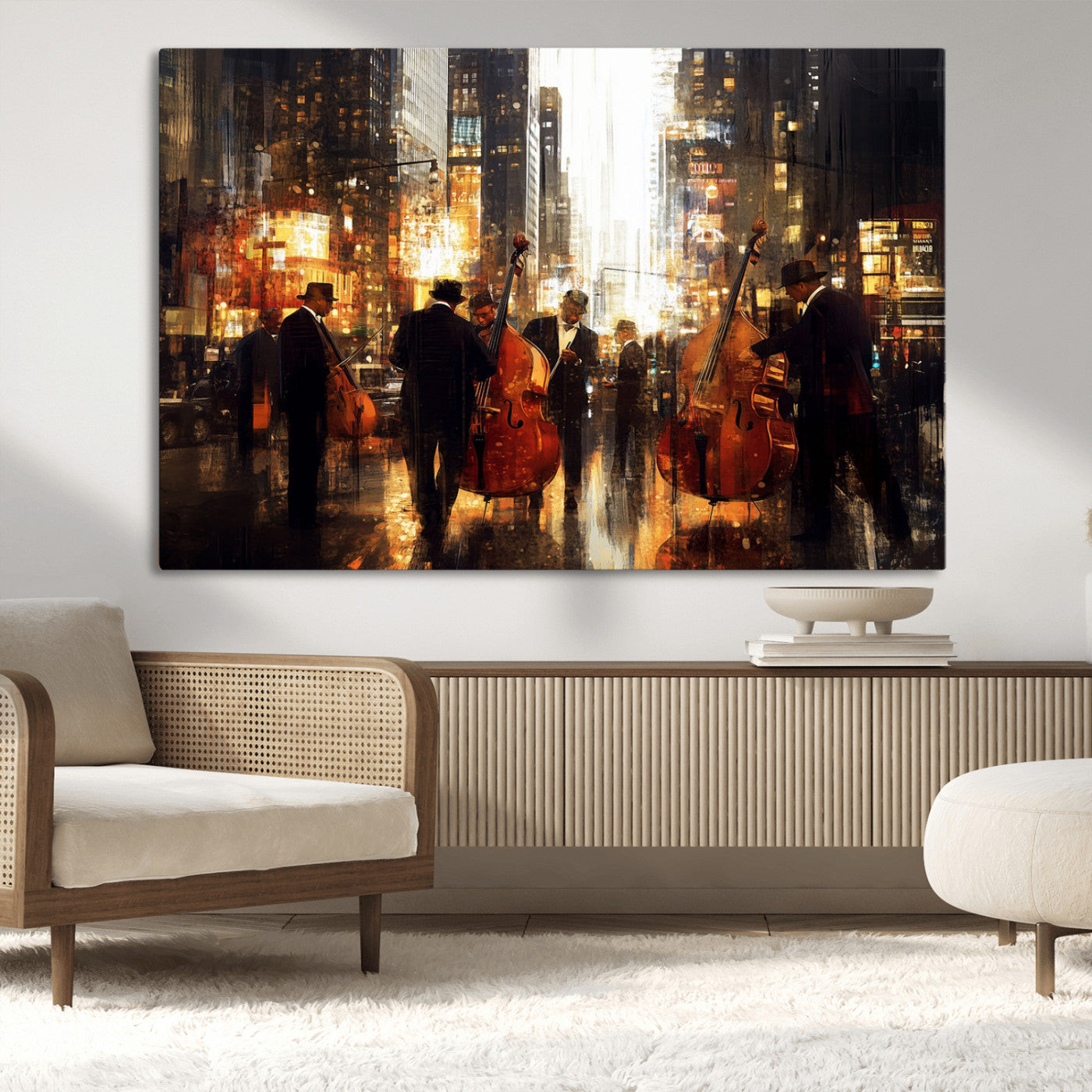 MGV-CV-36X24 - Abstract Jazz Art Wall Art Canvas Print - Framed Abstract Music Canvas - Colorful Instrument Poster