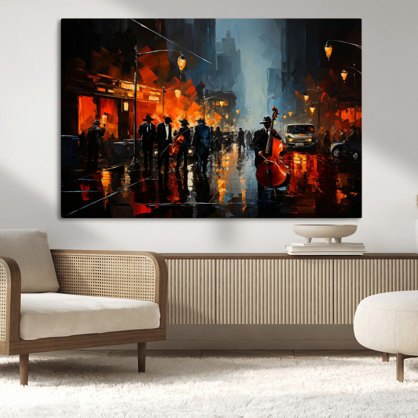 MGV-CV-36X24 - Winston Porter Jazz Wall Art - African American Music Canvas - Abstract Colorful Music Art - Framed