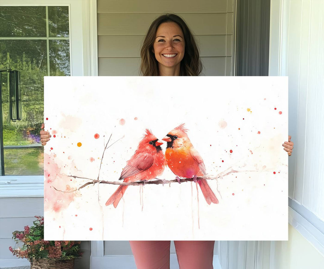 The Cardinal Bird Canvas Wall Art adds vibrant wildlife art to the wall.