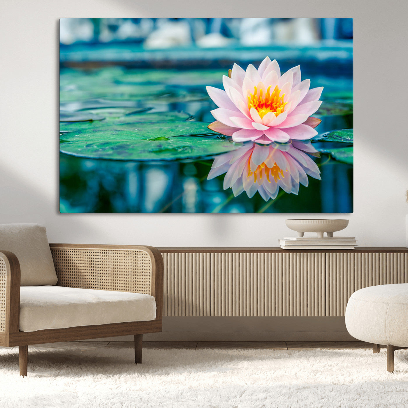 MGV-CV-36X24 - Lotus Flower Wall Art Canvas Print, Water Lily Large Wall Art Canvas Print for Yoga Room Decor,