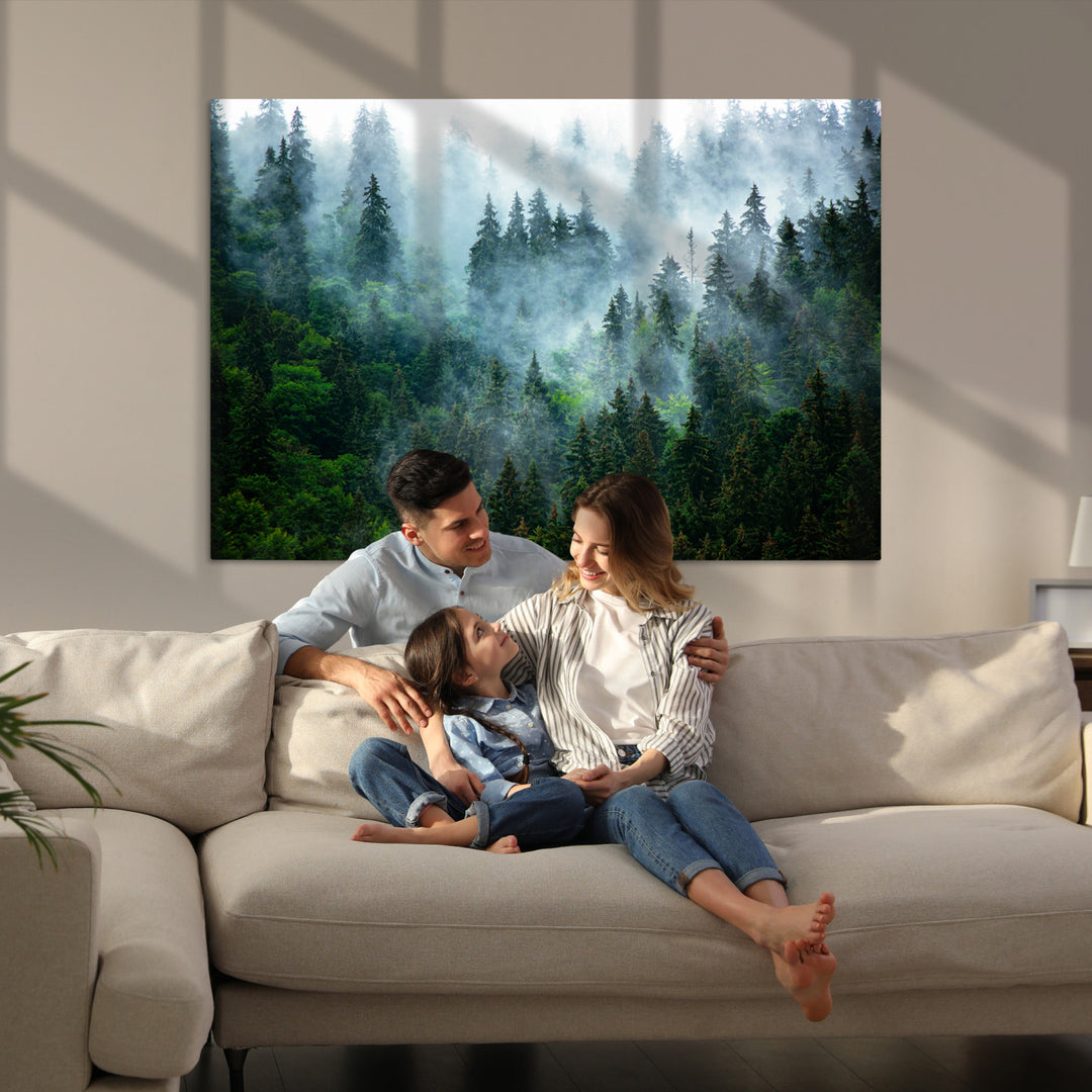 Misty Forest Art Wall Art Canvas Print, Foggy Mountain Art Print, Framed Scenic Wall Print Art Print, Large Woodland Canvas Printing Perfect