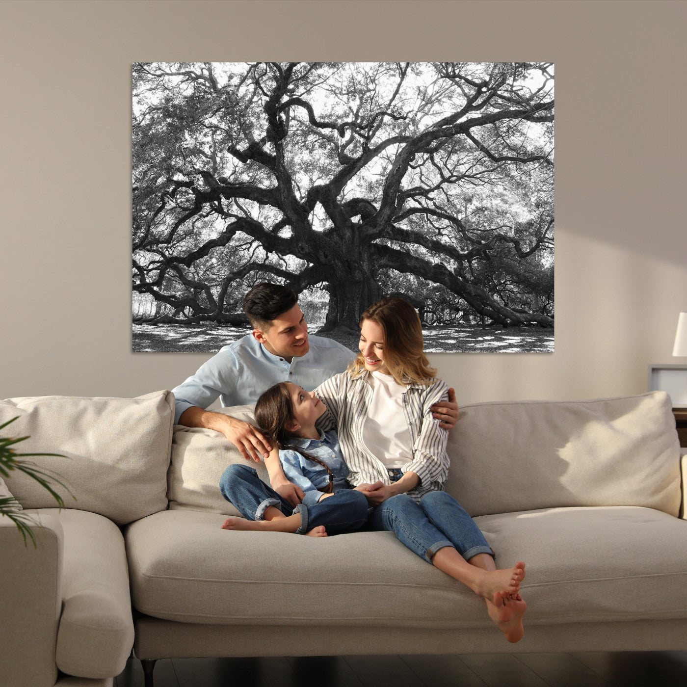 Ancient Oak Wall Art Canvas Print, Framed Twisted Branches Art Picture Print, Gnarled Tree Perfect Moody Nature Decor