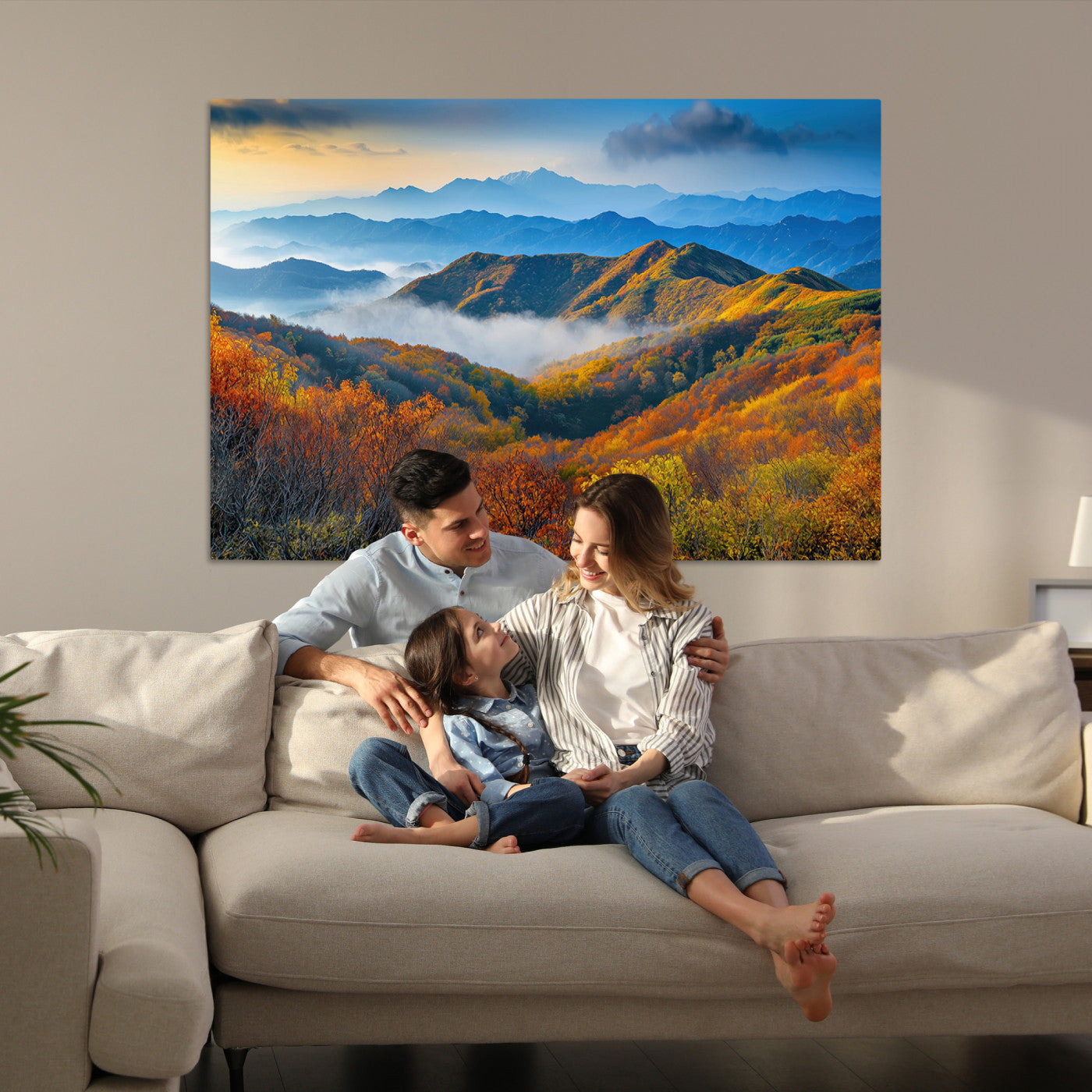 Autumn Mountains Wall Art Canvas Print, Autumn Mountain Foggy Landscape Wall Art Canvas Print, Beautiful Forest Canvas Print