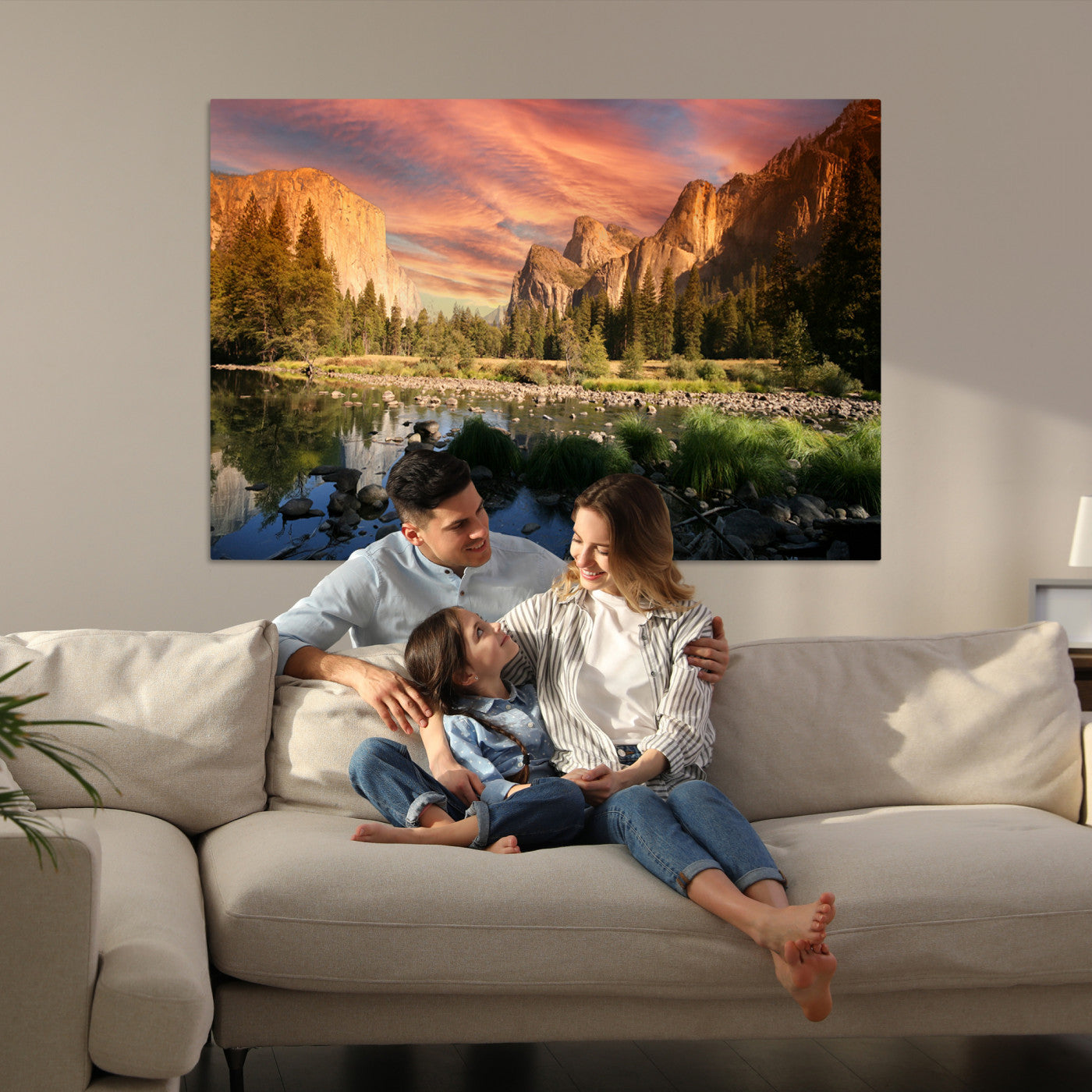 Yosemite Valley Canvas Wall Art, Framed El Capitan Art Picture Print, Sunset Sky Perfect Vibrant Western Decor